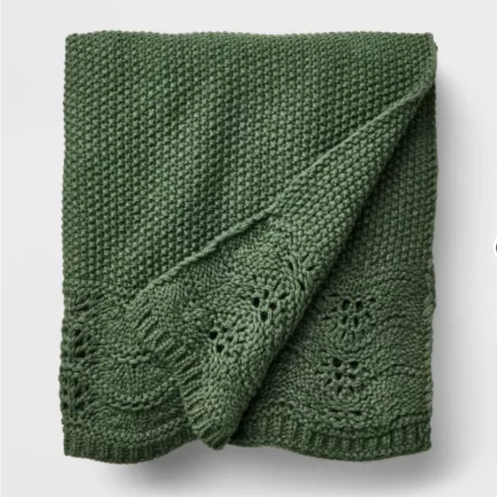 Scalloped Knit Throw Green - Threshold™ designed with Studio McGee